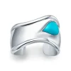 Tiffany & Co. Elsa Peretti® small Bone cuff in sterling silver with turquoise, 43 mm wide. | ^ Bracelets|Colored Gemstone Jewelry