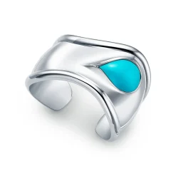 Tiffany & Co. Elsa Peretti® small Bone cuff in sterling silver with turquoise, 43 mm wide. | ^ Bracelets|Colored Gemstone Jewelry