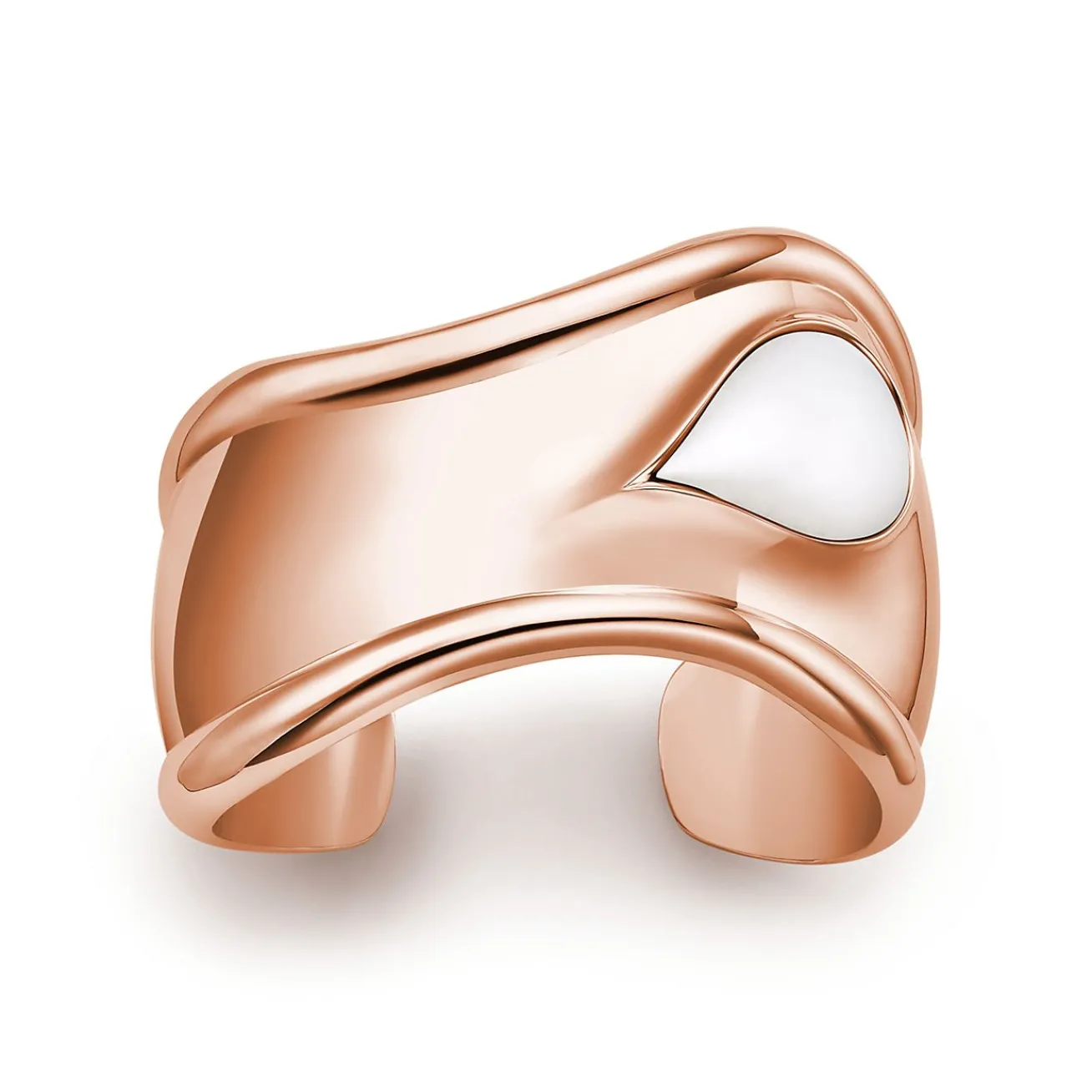 Tiffany & Co. Elsa Peretti® Small Bone Cuff in Rose Gold with White Jade, 43 mm Wide | ^ Bracelets|Rose Gold Jewelry