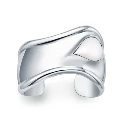 Tiffany & Co. Elsa Peretti® small Bone cuff in sterling silver with white jade, 43 mm wide. | ^ Bracelets|Sterling Silver Jewelry