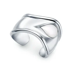 Tiffany & Co. Elsa Peretti® small Bone cuff in sterling silver with white jade, 43 mm wide. | ^ Bracelets|Sterling Silver Jewelry