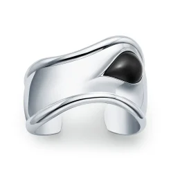 Tiffany & Co. Elsa Peretti® small Bone cuff in sterling silver with black jade, 43 mm wide. | ^ Bracelets|Colored Gemstone Jewelry