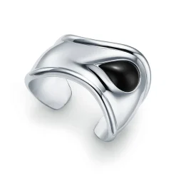 Tiffany & Co. Elsa Peretti® small Bone cuff in sterling silver with black jade, 43 mm wide. | ^ Bracelets|Colored Gemstone Jewelry
