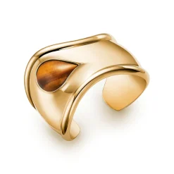 Tiffany & Co. Elsa Peretti® Small Bone Cuff in Yellow Gold with Tiger's Eye, 43 mm Wide | ^ Bracelets|Gold Jewelry