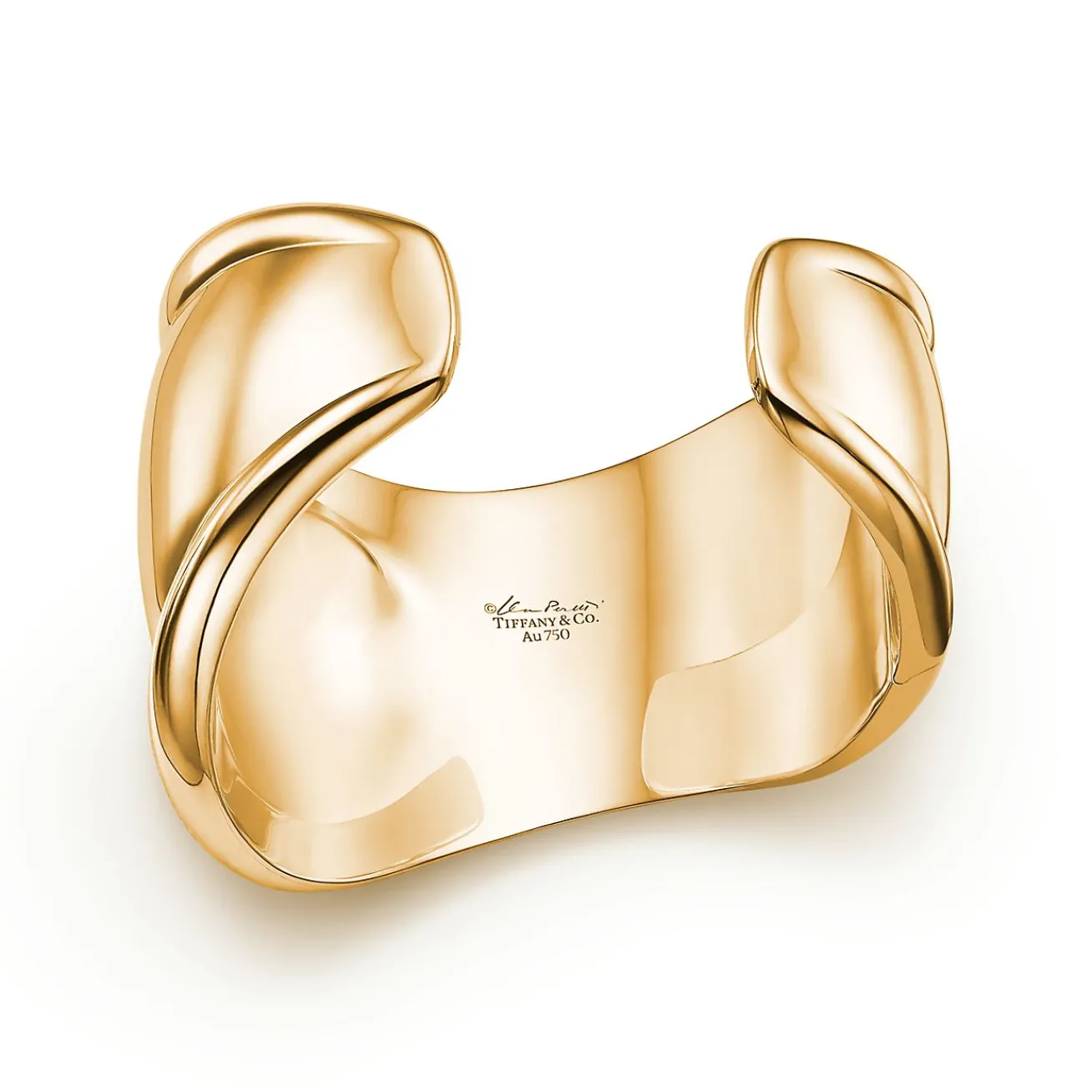 Tiffany & Co. Elsa Peretti® Small Bone Cuff in Yellow Gold with Tiger's Eye, 43 mm Wide | ^ Bracelets|Gold Jewelry