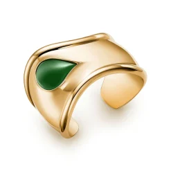 Tiffany & Co. Elsa Peretti® small Bone cuff in 18k gold with green jade, 43 mm wide. | ^ Bracelets|Gold Jewelry