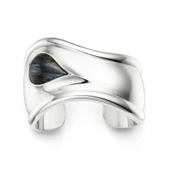 Tiffany & Co. Elsa Peretti® Small Bone Cuff in Silver with Tiger Iron, 43 mm Wide | ^ Bracelets|Sterling Silver Jewelry