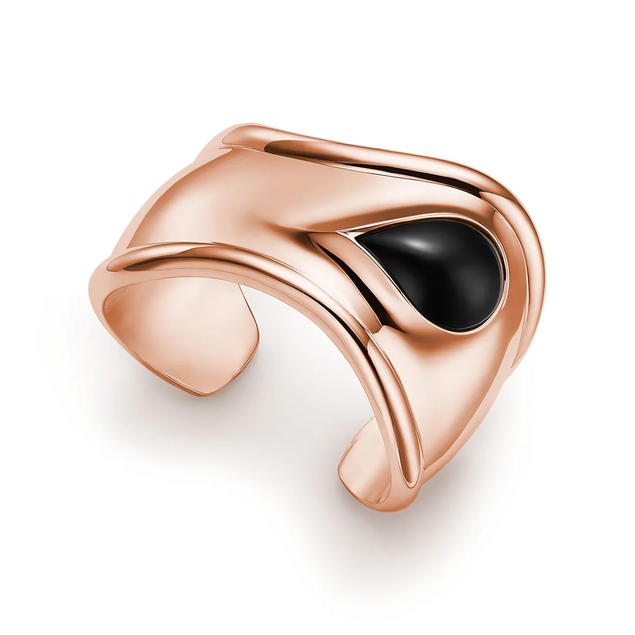 Tiffany & Co. Elsa Peretti® Small Bone Cuff in Rose Gold with Black Jade, 43 mm Wide | ^ Bracelets|Rose Gold Jewelry