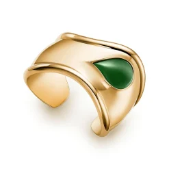 Tiffany & Co. Elsa Peretti® small Bone cuff in 18k gold with green jade, 43 mm wide. | ^ Bracelets|Gold Jewelry