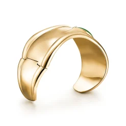 Tiffany & Co. Elsa Peretti® small Bone cuff in 18k gold with green jade, 43 mm wide. | ^ Bracelets|Gold Jewelry