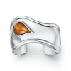 Tiffany & Co. Elsa Peretti® small Bone cuff in sterling silver with tiger's eye, 43 mm wide. | ^ Bracelets|Sterling Silver Jewelry