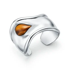 Tiffany & Co. Elsa Peretti® small Bone cuff in sterling silver with tiger's eye, 43 mm wide. | ^ Bracelets|Sterling Silver Jewelry