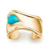 Tiffany & Co. Elsa Peretti® Small Bone Cuff in Yellow Gold with Turquoise, 43 mm Wide | ^ Bracelets|Gold Jewelry