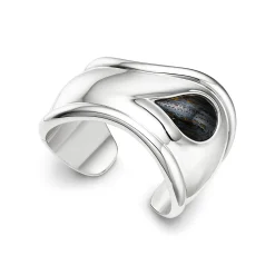Tiffany & Co. Elsa Peretti® Small Bone Cuff in Silver with Tiger Iron, 43 mm Wide | ^ Bracelets|Sterling Silver Jewelry