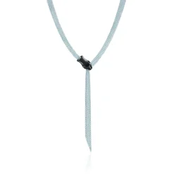 Tiffany & Co. Elsa Peretti® Snake necklace in sterling silver mesh with black jade. | ^ Necklaces & Pendants|Sterling Silver Jewelry