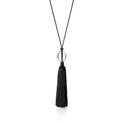 Tiffany & Co. Elsa Peretti® Sphere necklace in rock crystal on a black silk cord with tassel. | ^ Necklaces & Pendants|Elsa Peretti®