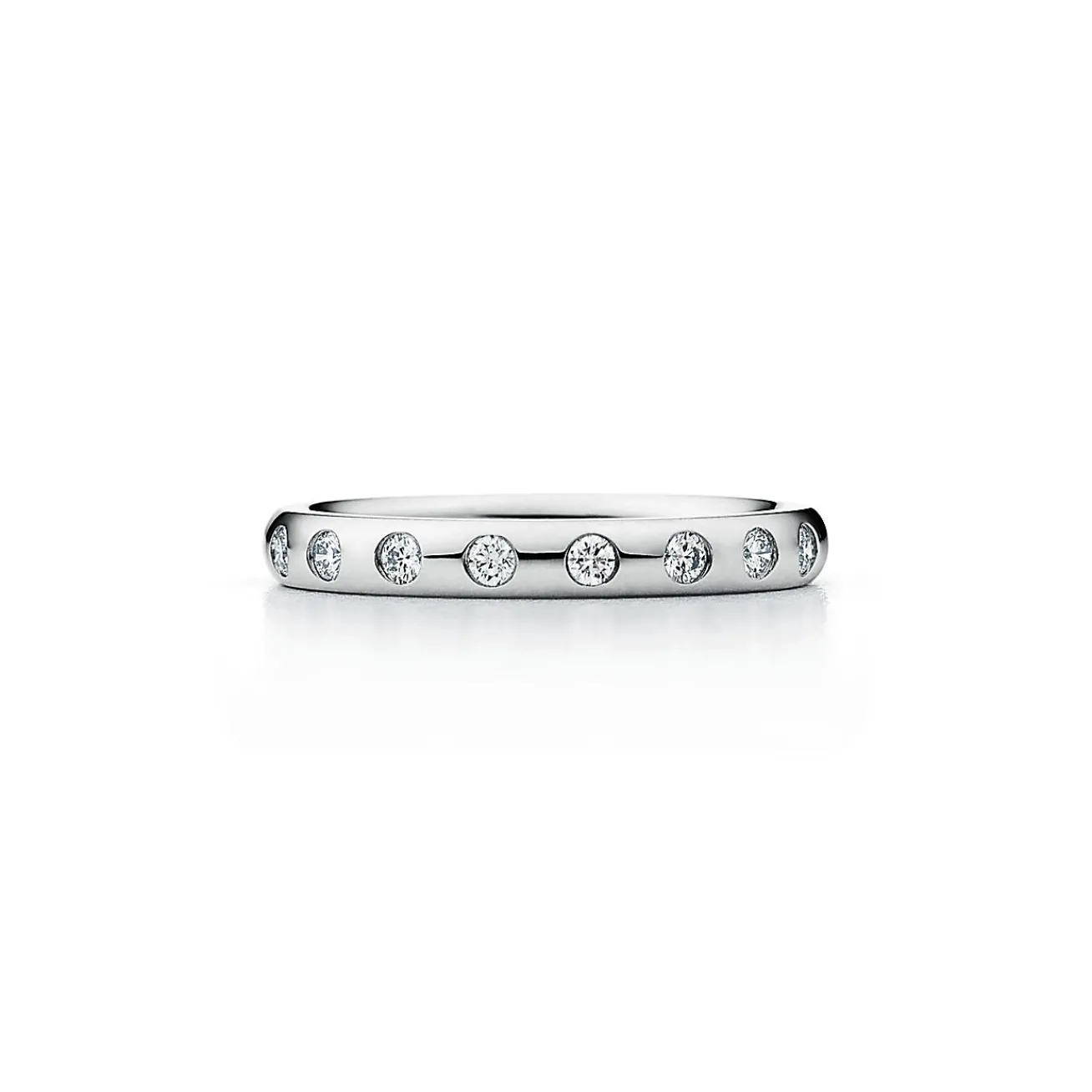 Tiffany & Co. Elsa Peretti® stacking band ring in platinum with eight diamonds. | ^Women Rings|Platinum Jewelry