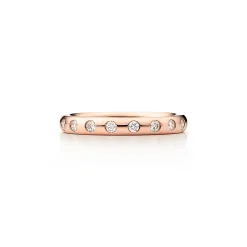 Tiffany & Co. Elsa Peretti® stacking band ring in 18k rose gold with eight diamonds. | ^Women Rings|Stacking Rings