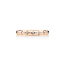 Tiffany & Co. Elsa Peretti® stacking band ring in 18k rose gold with diamonds. | ^Women Rings|Stacking Rings