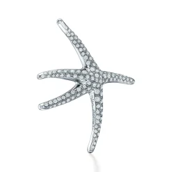 Tiffany & Co. Elsa Peretti® Starfish brooch in platinum with pavé diamonds. | ^ Brooches|Platinum Jewelry