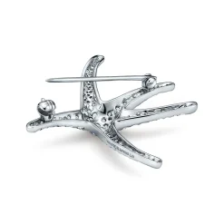 Tiffany & Co. Elsa Peretti® Starfish brooch in platinum with pavé diamonds. | ^ Brooches|Platinum Jewelry