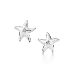 Tiffany & Co. Elsa Peretti® Starfish earrings with diamonds in sterling silver. | ^ Earrings|Sterling Silver Jewelry