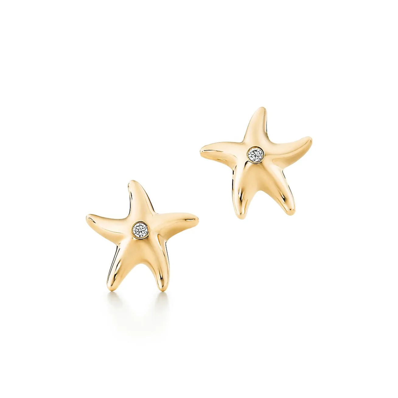 Tiffany & Co. Elsa Peretti® Starfish earrings with diamonds in 18k gold. | ^ Earrings|Gold Jewelry