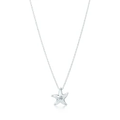 Tiffany & Co. Elsa Peretti® Starfish pendant in sterling silver with a diamond. | ^ Necklaces & Pendants|Sterling Silver Jewelry