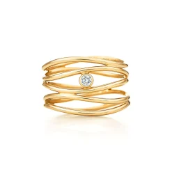 Tiffany & Co. Elsa Peretti® Wave five-row diamond ring in 18k gold. | ^ Rings|Gold Jewelry