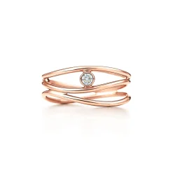 Tiffany & Co. Elsa Peretti® Wave three-row diamond ring in 18k rose gold. | ^ Rings|Rose Gold Jewelry