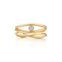 Tiffany & Co. Elsa Peretti® Wave three-row diamond ring in 18k gold. | ^ Rings|Gold Jewelry