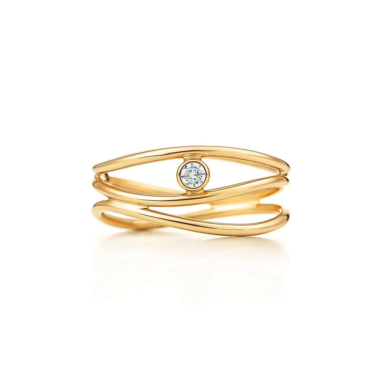Tiffany & Co. Elsa Peretti® Wave three-row diamond ring in 18k gold. | ^ Rings|Gold Jewelry
