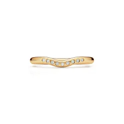 Tiffany & Co. Elsa Peretti® wedding band ring with diamonds in 18k gold, 2 mm wide. | ^ Rings|Stacking Rings
