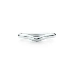Tiffany & Co. Elsa Peretti® wedding band ring with a diamond in platinum, 2 mm wide. | ^Women Rings|Platinum Jewelry