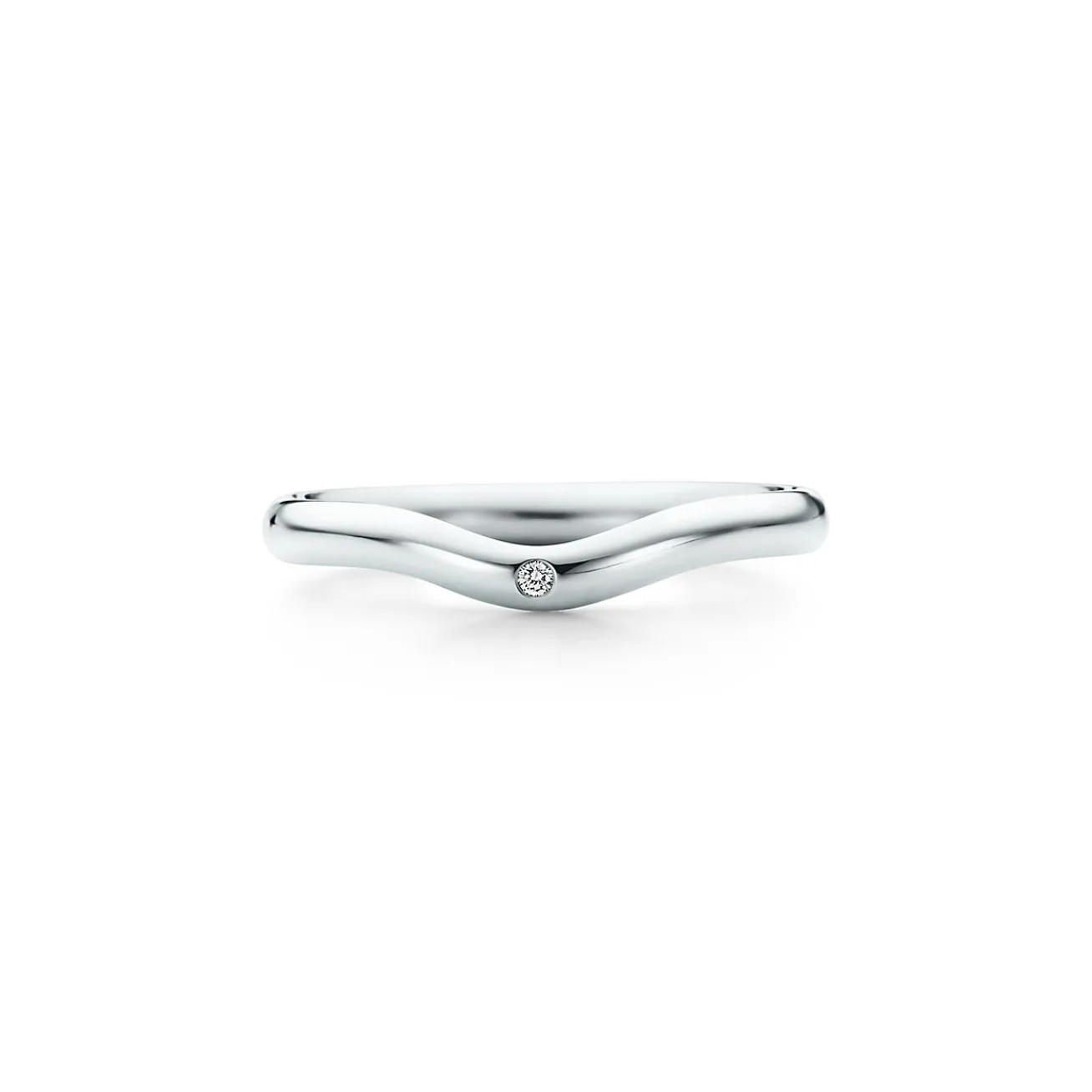 Tiffany & Co. Elsa Peretti® wedding band ring with a diamond in platinum, 2 mm wide. | ^Women Rings|Platinum Jewelry