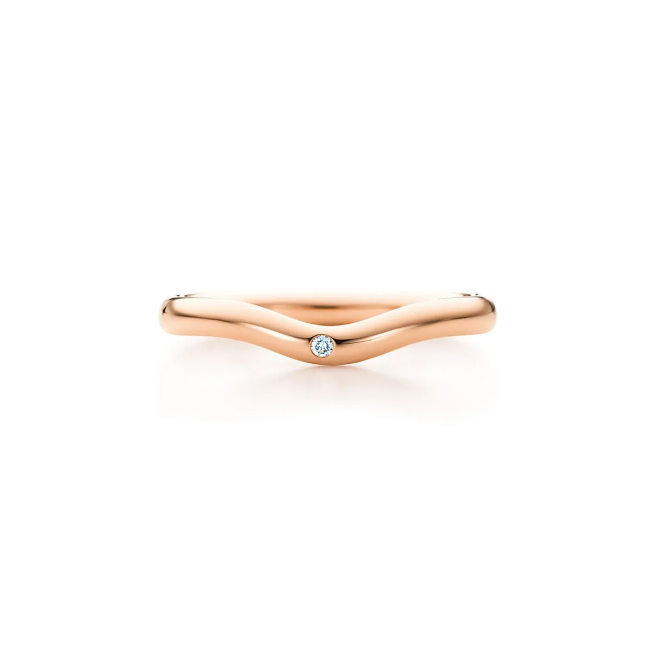 Tiffany & Co. Elsa Peretti® wedding band ring with a diamond in 18k rose gold, 2 mm wide. | ^Women Rings|Rose Gold Jewelry