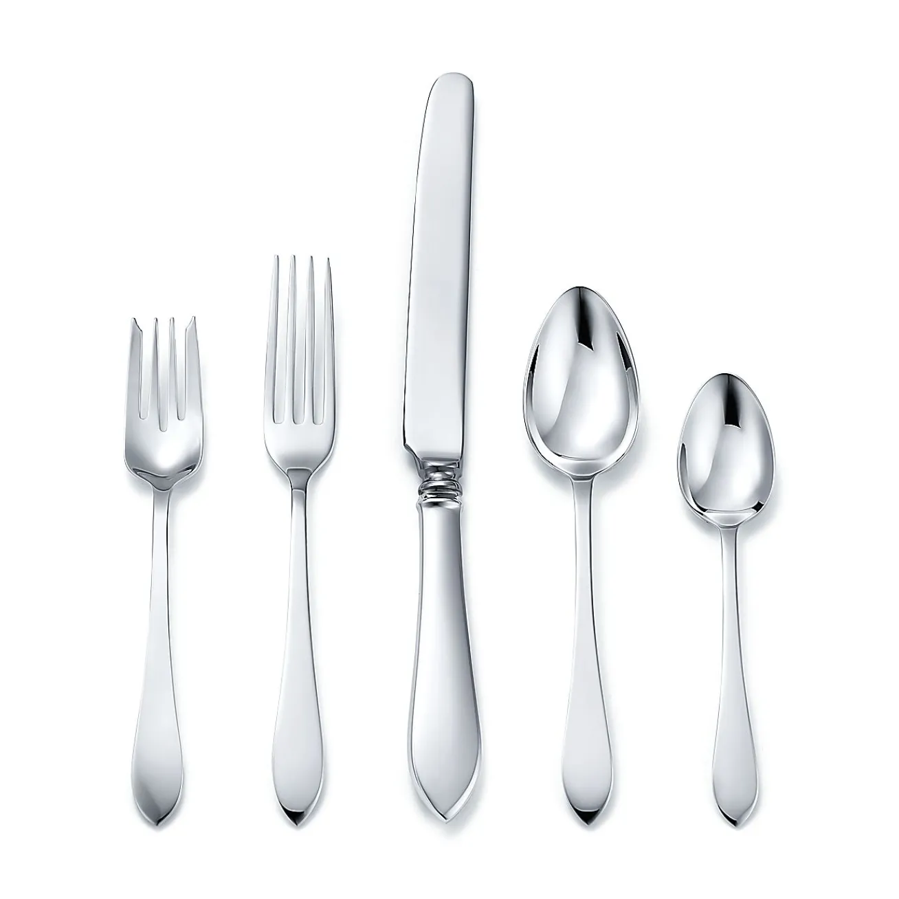 Tiffany & Co. Faneuil five-piece flatware set in sterling silver. | ^ Tableware|Flatware & Trays