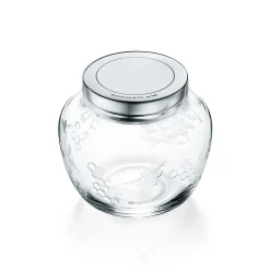 Tiffany & Co. Flora & Fauna lidded pot in mouth-blown crystal glass with sterling silver. | ^ The Home|Housewarming Gifts