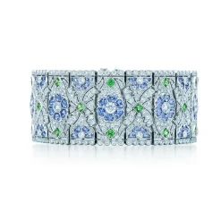 Tiffany & Co. Floral Bracelet of sapphires, tsavorites and diamonds in platinum. | ^ Platinum Jewelry|Diamond Jewelry