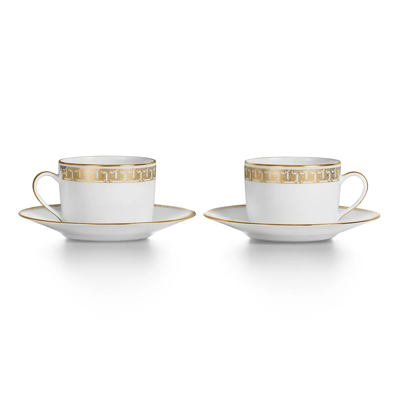 Tiffany & Co. Gold Tiffany T True Cup and Saucer Set of Two, with Gold Rims | ^ Tableware|Coffee & Tea