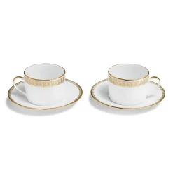 Tiffany & Co. Gold Tiffany T True Cup and Saucer Set of Two, with Gold Rims | ^ Tableware|Coffee & Tea