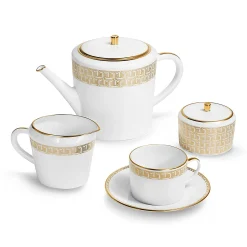 Tiffany & Co. Gold Tiffany T True Teapot with a Hand-painted Gold Rim | ^ Tableware|Coffee & Tea