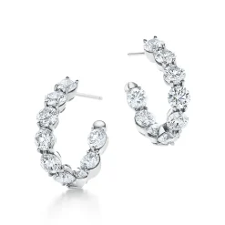 Tiffany & Co. Inside-out hoop earrings in platinum with diamonds. | ^ Earrings|Hoop Earrings
