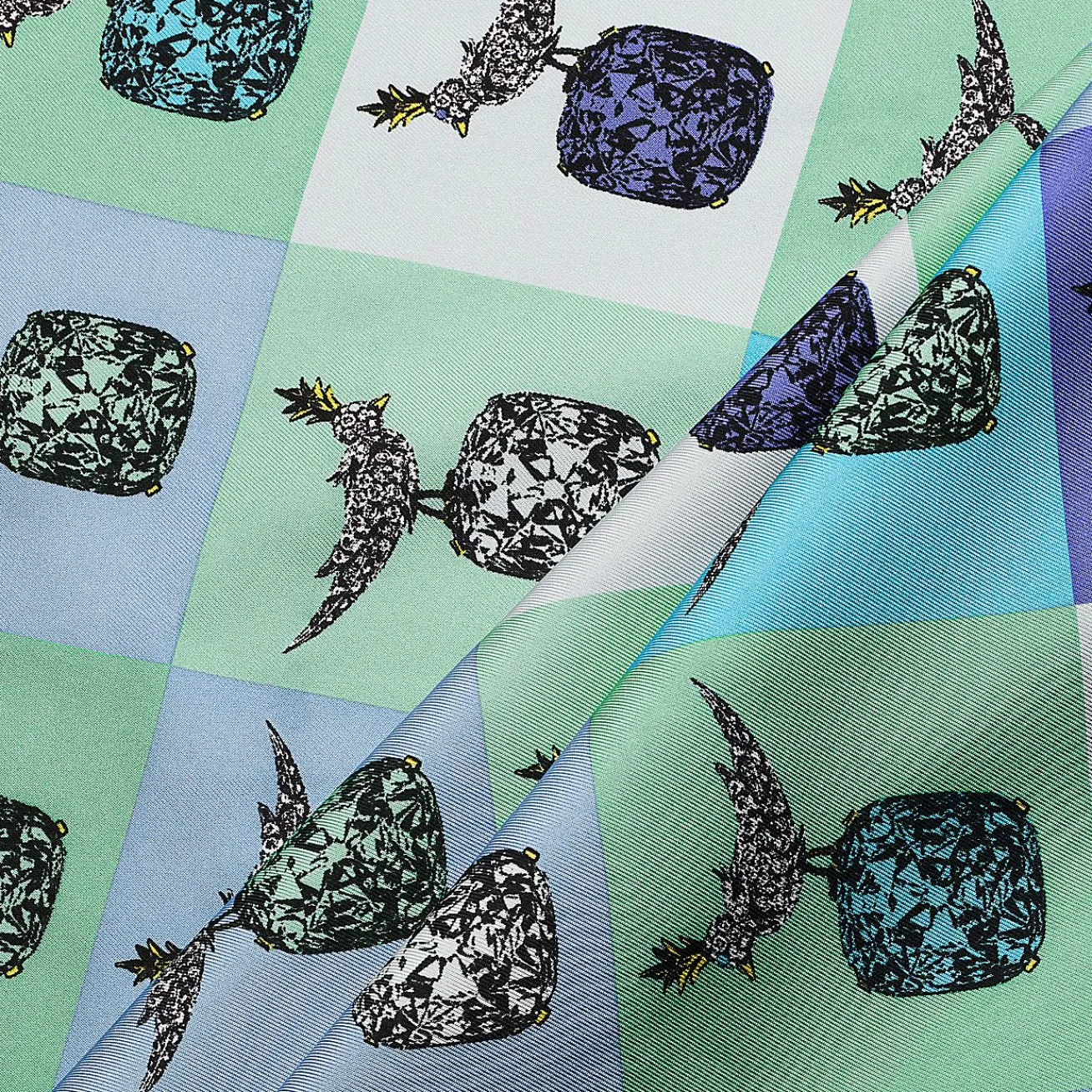 Tiffany & Co. Jean Schlumberger by Tiffany Bird on a Rock Square Scarf in Infinity Blue Silk | ^Women Scarves & Stoles|Women's Accessories