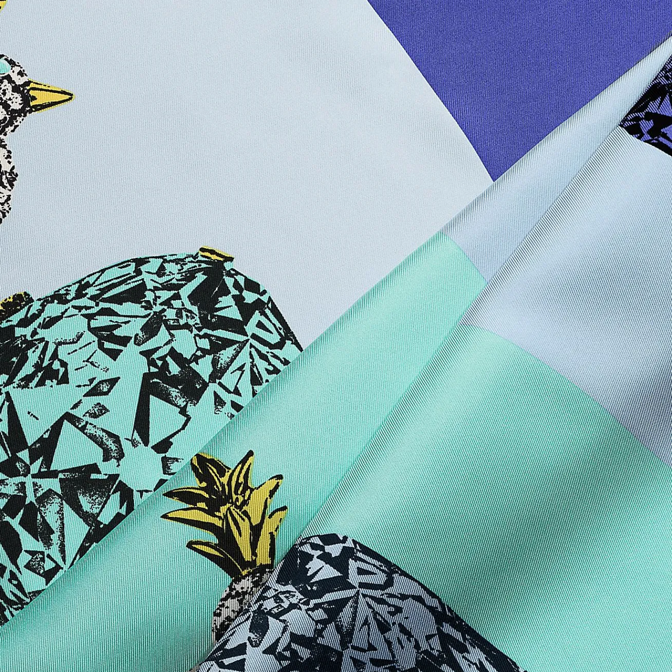 Tiffany & Co. Jean Schlumberger by Tiffany Bird on a Rock Square Scarf in Infinity Blue Silk | ^Women Scarves & Stoles|Women's Accessories