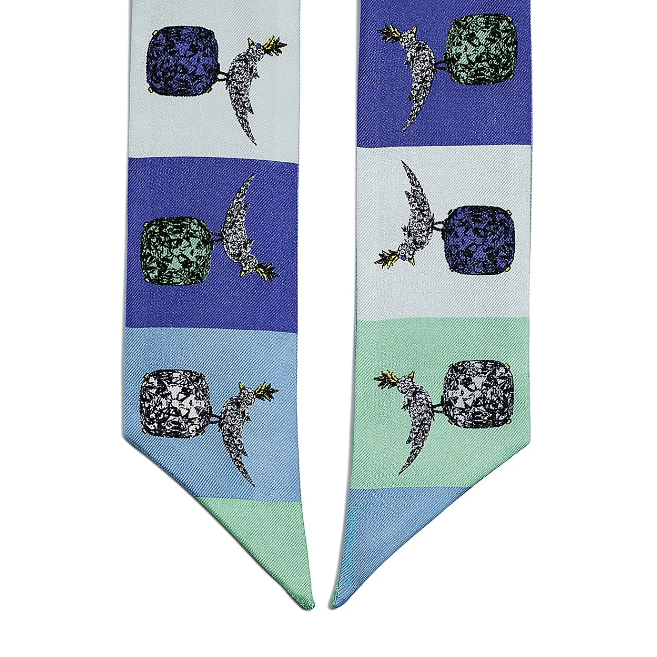 Tiffany & Co. Jean Schlumberger by Tiffany Bird on a Rock Ribbon Scarf in Infinity Blue Silk | ^Women Scarves & Stoles|Women's Accessories