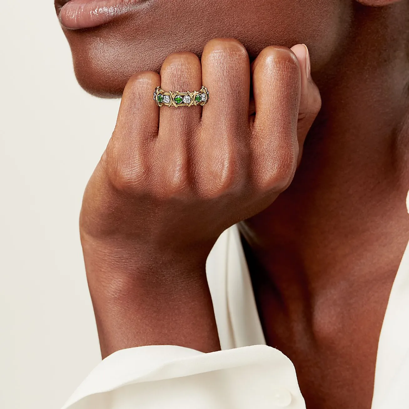 Tiffany & Co. 18K Gold and Platinum Eighteen Stone Ring | ^ Rings|Men's Jewelry