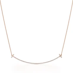 Tiffany & Co. 18K Rose Gold and Diamond Tiffany T Smile Pendant | ^ Necklaces & Pendants|Men's Jewelry