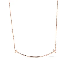 Tiffany & Co. 18K Rose Gold and Diamond Tiffany T Smile Pendant | ^ Necklaces & Pendants|Men's Jewelry