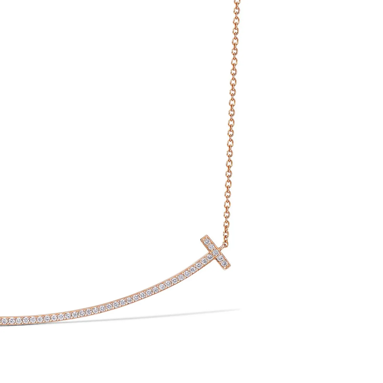 Tiffany & Co. 18K Rose Gold and Diamond Tiffany T Smile Pendant | ^ Necklaces & Pendants|Men's Jewelry